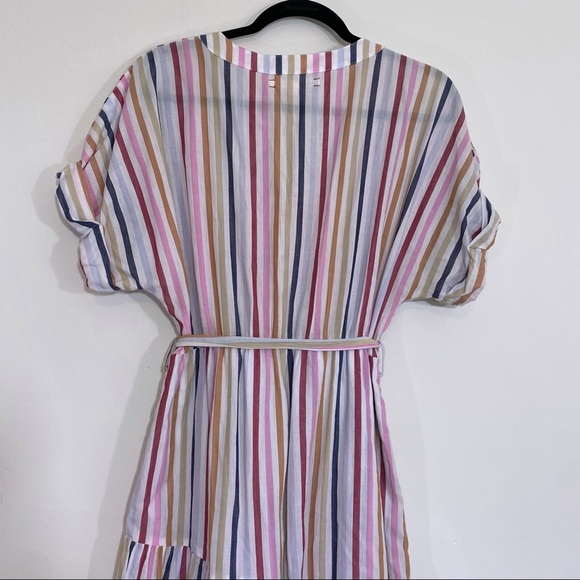 Xirena Drue Stripe Midi Dress Wrap Top Le Marais Tiered 100% Cotton Multicolor S - Picture 3 of 6